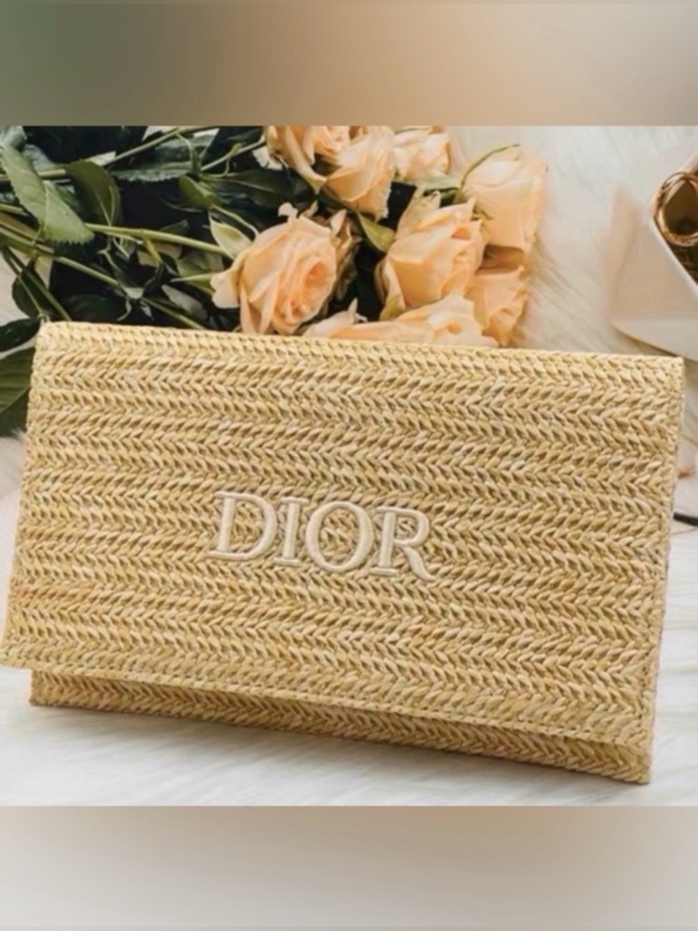 Christian Dior Novelty Clutch Pouch Summer Rattan Beige Vacation